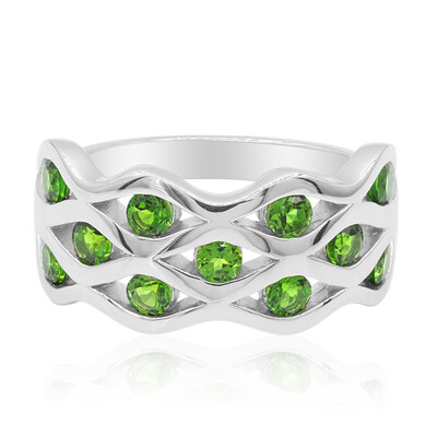 Anello in argento con Diopside Russo