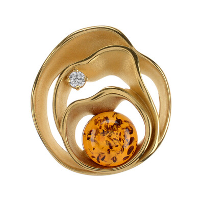 Ciondolo in argento con Ambra Baltica Cognac (dagen)