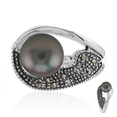Anello in argento con Perla Tahitiana (Annette classic)