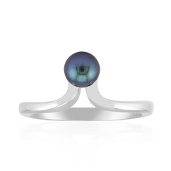 Anello in argento con Perla Nera di Acqua Dolce (TPC)
