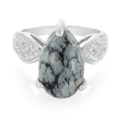 Anello in argento con Ossidiana Fiocco di Neve