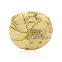 Anello placcato in oro con Topazio Bianco