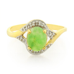 Anello placcato in oro con Crisoprasio Imperiale