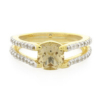 Anello placcato in oro con Quarzo Champagne