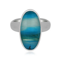 Anello in argento con Opale Atacama Blu