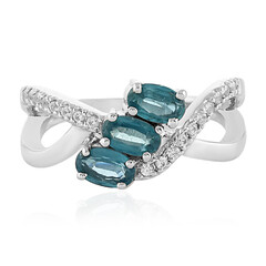 Anello in argento con Cianite Blu Foglia di Tè