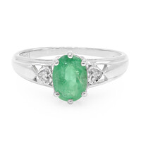 Anello placcato in platino con Smeraldo Bahia