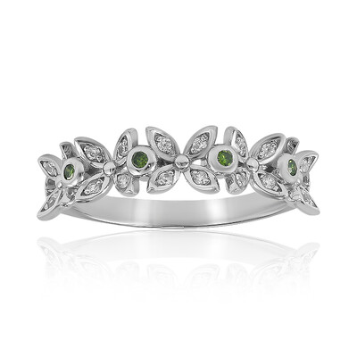 Anello in argento con Diamante Verde I2