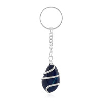 Portachiavi in ottone con Agata Blu
