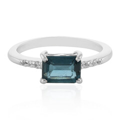Anello in argento con Cianite Blu Foglia di Tè