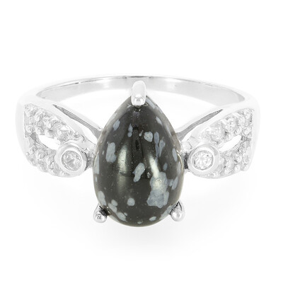 Anello in argento con Ossidiana Fiocco di Neve