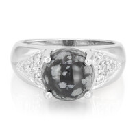 Anello da uomo in argento con Ossidiana Fiocco di Neve