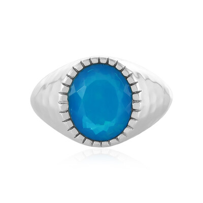 Anello in argento con Opale Blu dell'Etiopia