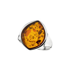 Anello in argento con Ambra Baltica