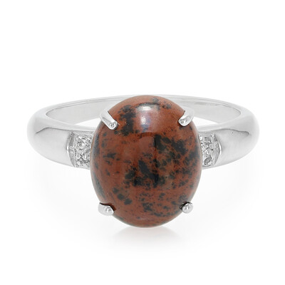 Anello in argento con Ossidiana Mogano