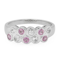 Anello in argento con Zaffiro Rosa Ceylon e Zaffiro Bianco