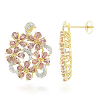 Orecchini in oro con Zaffiro Padparadscha (non riscaldato) (AMAYANI)