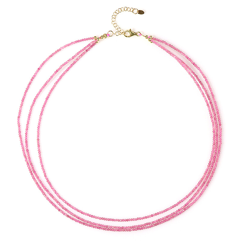 Collana Tormalina Rosa Ottobre Zavest Con Ciondolo Cuore 'I Love You' In 100 Lingue - Argento Sterling