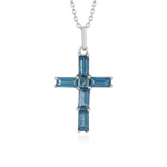 Collana in argento con Cianite Blu Foglia di Tè