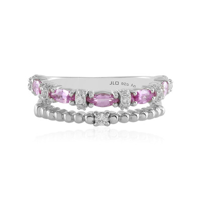 Anello in argento con Zaffiro Ceylon Rosa (non riscaldato)
