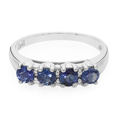 Anello placcato in platino con Zaffiro della Birmania