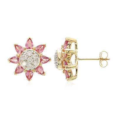 Orecchini in oro con Zaffiro Padparadscha (non riscaldato) (AMAYANI)