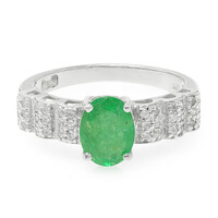 Anello placcato in platino con Smeraldo Bahia