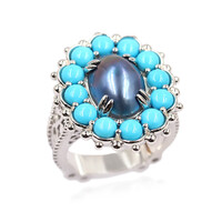Anello in argento con Perla Mabe (Dallas Prince Designs)