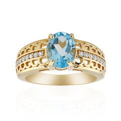 Anello in argento con Topazio Blu Svizzero