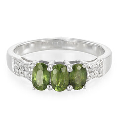 Anello in argento con Zaffiro Verde AAA
