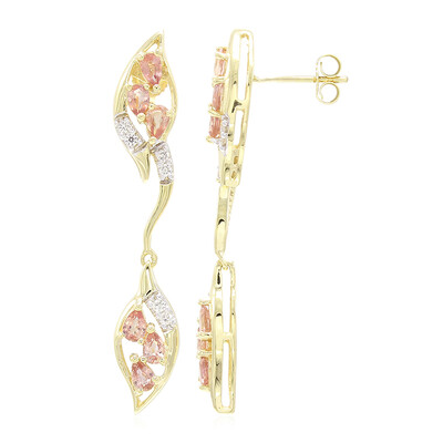 Orecchini in oro con Zaffiro Padparadscha (non riscaldato) (AMAYANI)