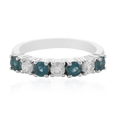Anello in argento con Cianite Blu Foglia di Tè