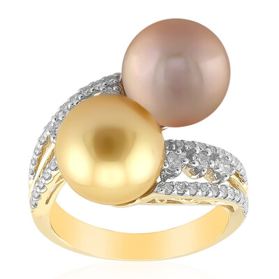 Anello in oro con Perla Dorata dei Mari del Sud Kabira (TPC)