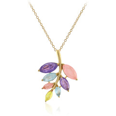 Collana in argento con Quarzo porpora pastello