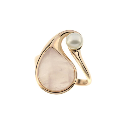 Anello placcato in oro con Quarzo Rosa (dagen)