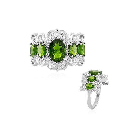 Anello in argento con Diopside Russo