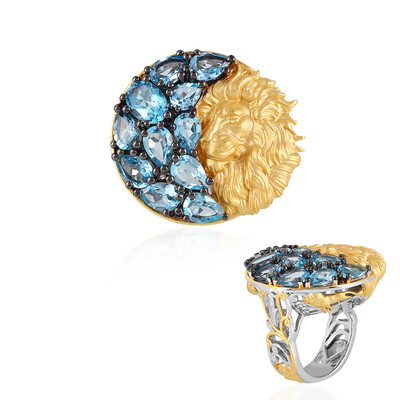 Anello in argento con Topazio Blu Svizzero (Gems en Vogue)