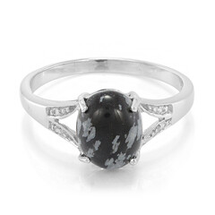 Anello in argento con Ossidiana Fiocco di Neve