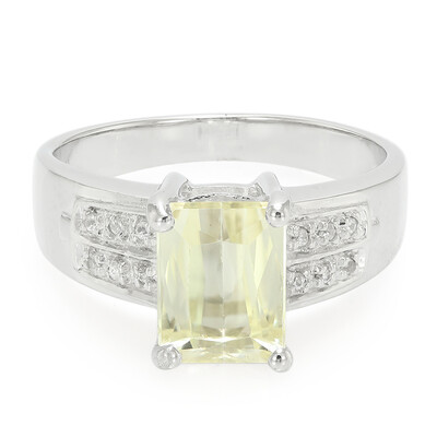Anello da uomo placcato in platino con Kunzite Canarino
