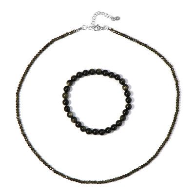 Parure in argento con Ossidiana Dorata