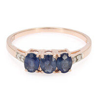 Anello placcato in oro con Zaffiro Kanchanaburi