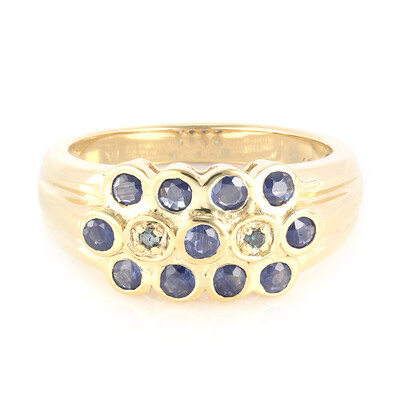 Anello placcato in oro con Zaffiro di Laos
