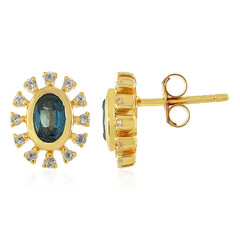 Orecchini in argento con Cianite Blu Foglia di Tè