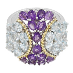 Anello placcato in oro con Gemme