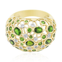 Anello in oro con Diopside Russo