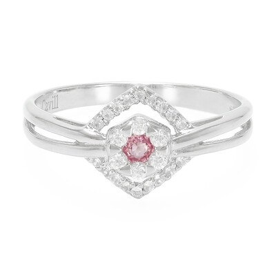 Anello placcato in platino con Zaffiro Padparadscha