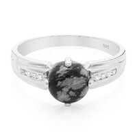 Anello da uomo in argento con Ossidiana Fiocco di Neve