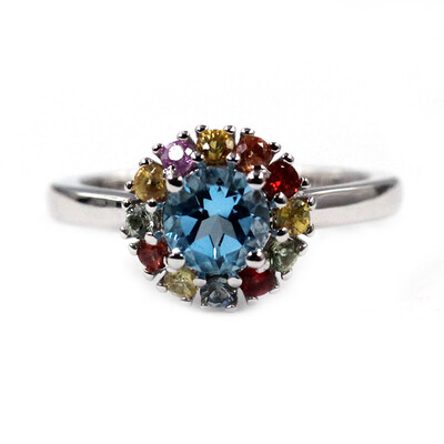 Anello in argento con Topazio Blu Svizzero