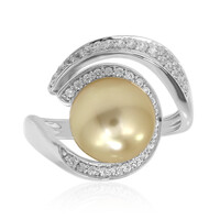 Anello in argento con Perla Dorata dei Mari del Sud Kabira (TPC)