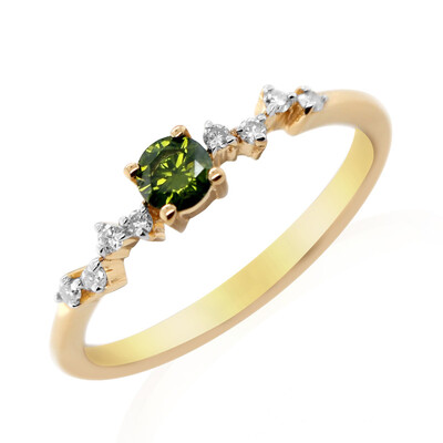 Anello in argento con Diamante Verde I2
